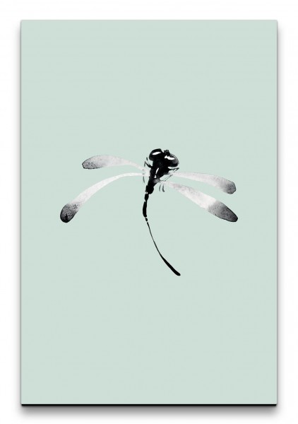 Libelle Abstrakt Grautöne Wasserfarben Modern Minimal Dekorativ