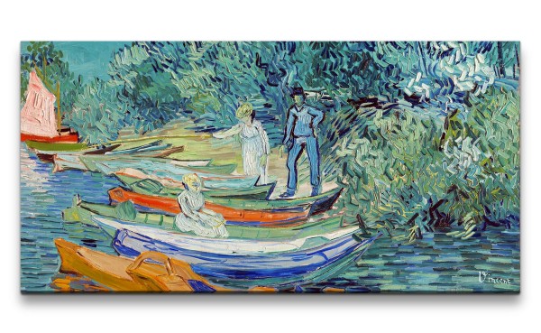 Remaster 120x60cm Vincent Van Gogh Impressionismus Weltberühmtes Gemälde Park See Boote Sommer
