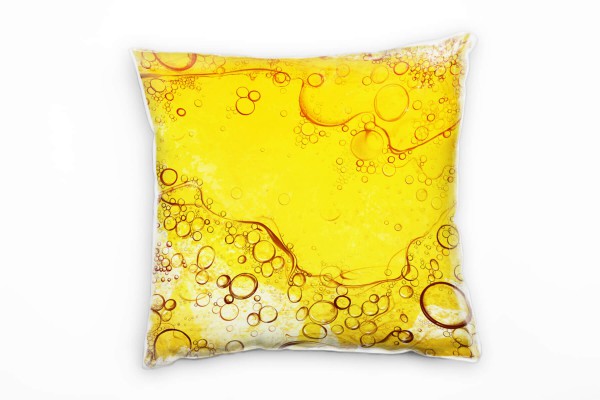 Macro, Öl, Blasen, gelb, orange Deko Kissen 40x40cm für Couch Sofa Lounge Zierkissen