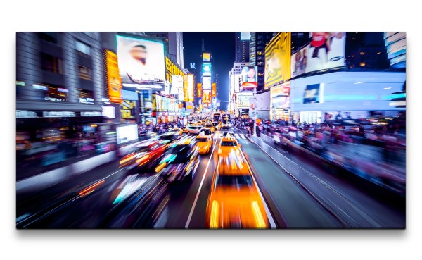 Leinwandbild 120x60cm New York Times Square Gelbe Taxis Urban Nachtlichter