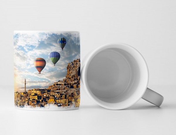 Tasse Geschenk Urbane Fotografie – Heißluftballons über dem sonnigen Cappadocia
