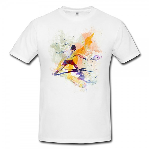 Tennis V Herren und Damen T-Shirt Sport Motiv aus Paul Sinus Aquarell