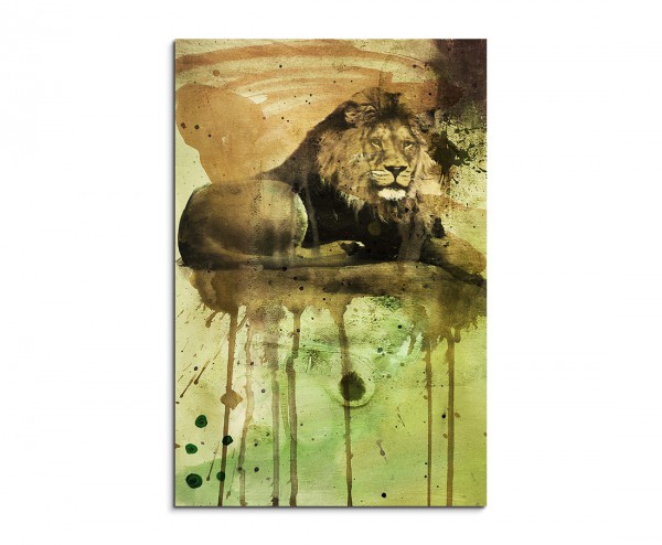 Lion 90x60cm Aquarell Art Leinwandbild
