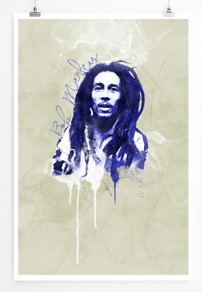 Bob Marley 90x60cm Paul Sinus Art Splash Art Wandbild als Poster ohne Rahmen gerollt