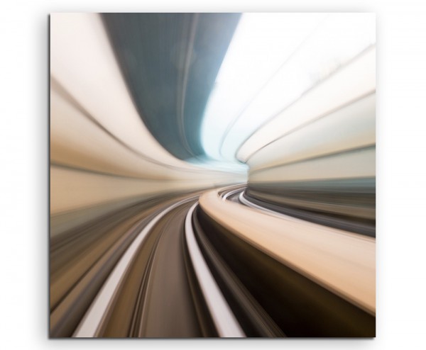 Künstlerische Fotografie  Autobahntunnel bei Geschwindigkeit auf Leinwand exklusives Wandbild moder