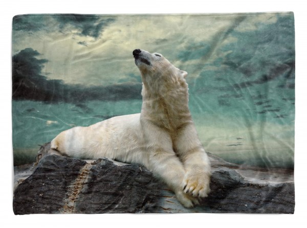 Handtuch Strandhandtuch Saunatuch Kuscheldecke mit Tiermotiv Eisbär