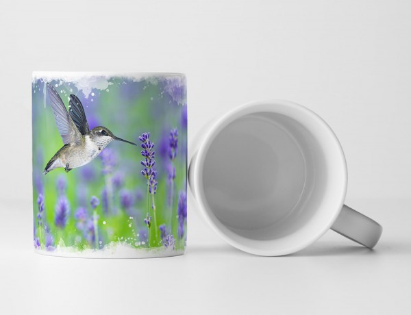 Tasse Geschenk Tierfotografie – Kolibri im Lavendelfeld
