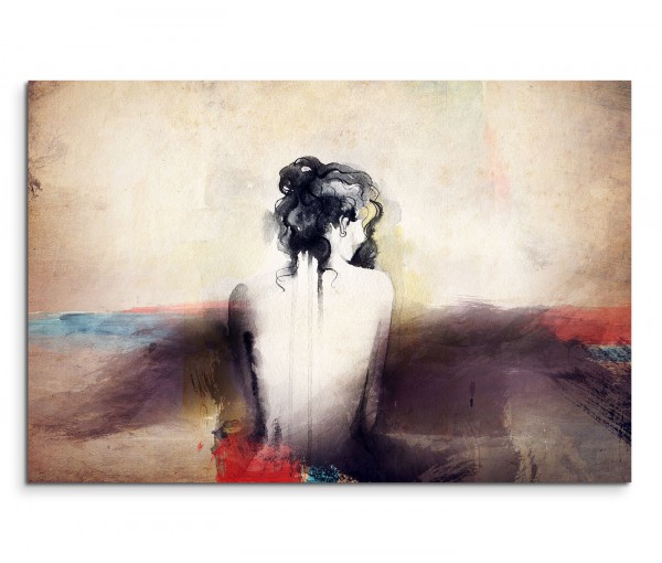 120x80cm Wandbild Malerei Wasserfarben Frau Rücken abstrakt