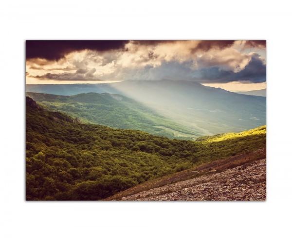 120x80cm Landschaft Berge Wiesen Krim Wolken