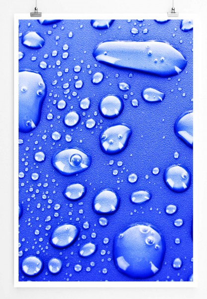 60x90cm Künstlerische Fotografie Poster Wassertropfen auf Ultramarin