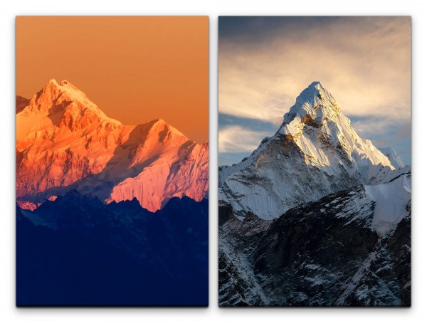 2 Bilder je 60x90cm Berge Gebirge Himalaya Schneegipfel Erhaben Stille Entspannend