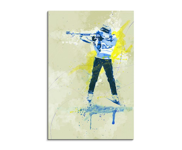 Biathlon 90x60cm SPORTBILDER Paul Sinus Art Splash Art Wandbild Aquarell Art