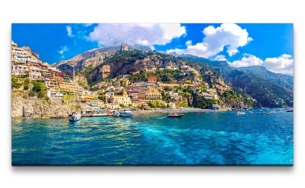 Leinwandbild 120x60cm Amalfiküste Italien Meer Küste Berge Sommer Traumhaft