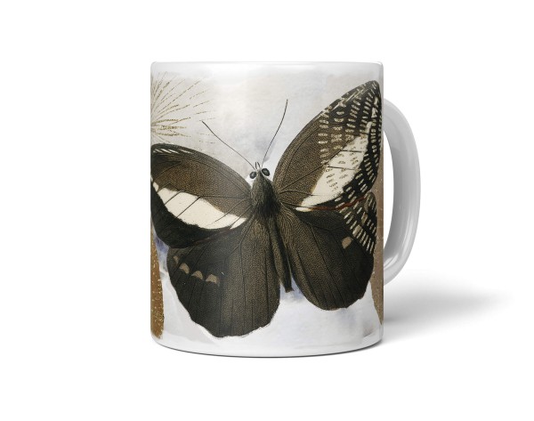 Dekorative Tasse mit schönem Motiv einzigartiges Design Schmetterling goldene Element Braun