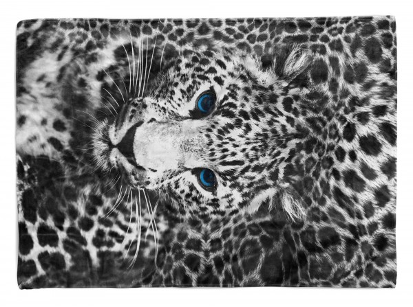 Handtuch Strandhandtuch Saunatuch Kuscheldecke mit Tiermotiv Jaguar Schwarz Wei