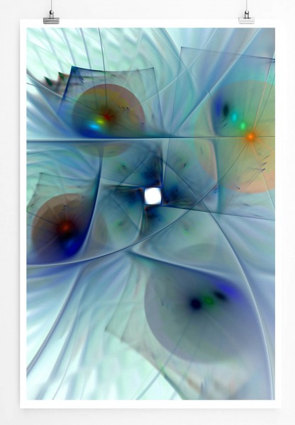 60x90cm Digitale Grafik Poster Abstrakte Pfauenauge Komposition