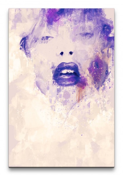Suki Waterhouse Porträt Abstrakt Kunst Topmoder Lippen 60x90cm Leinwandbild