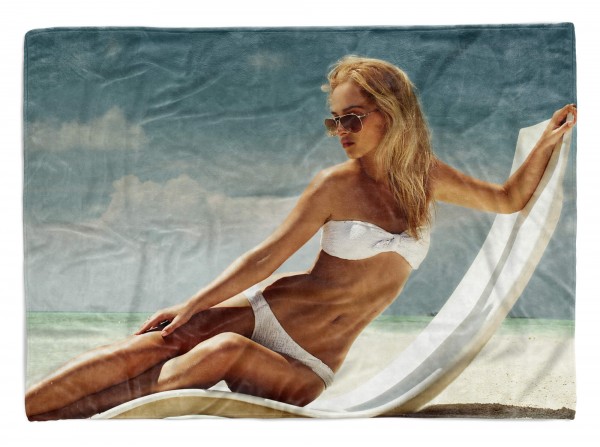 Handtuch Strandhandtuch Saunatuch Kuscheldecke mit Fotomotiv Sexy Bikini Strand