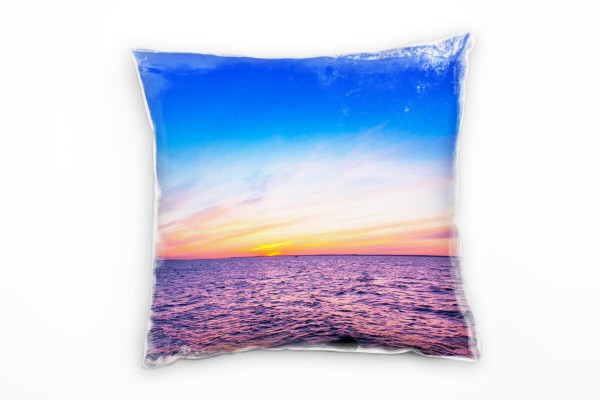 Meer, Sonnenuntergang, orange, blau Deko Kissen 40x40cm für Couch Sofa Lounge Zierkissen
