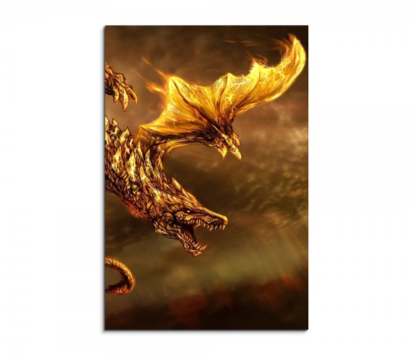 Fire Breathing Dragon Fantasy Art 90x60cm