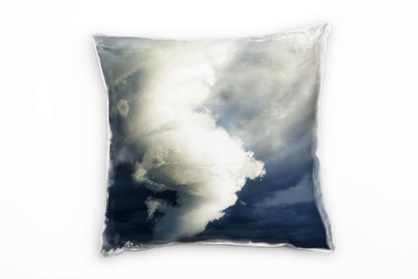 Natur, weiß, blau Tornado, Sturm, Unwetter Deko Kissen 40x40cm für Couch Sofa Lounge Zierkissen