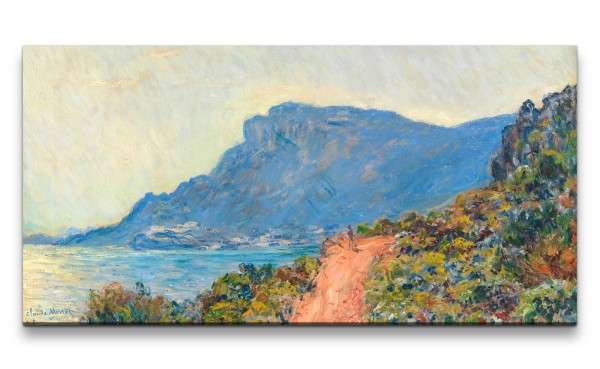 Remaster 120x60cm Claude Monet Impressionismus weltberühmtes Wandbild Meer Küste Weg Monaco