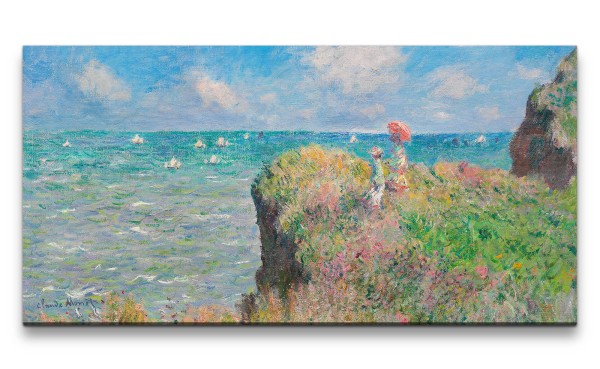 Remaster 120x60cm Claude Monet Impressionismus weltberühmtes Wandbild Cliff Walk at Pourville