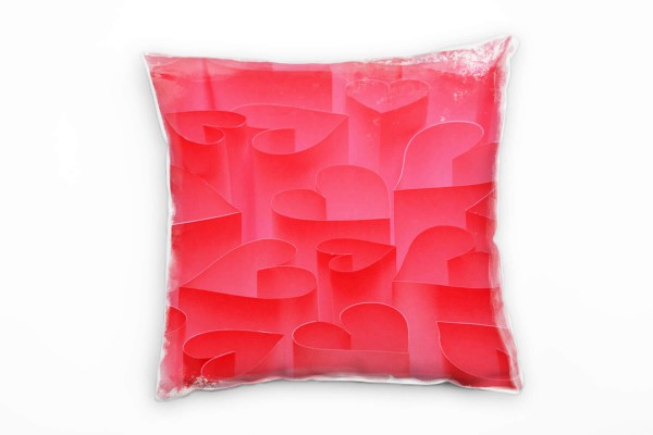 Illustration, pink, rot, Herzen Deko Kissen 40x40cm für Couch Sofa Lounge Zierkissen