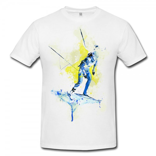 Biathlon V Premium Herren und Damen T-Shirt Motiv aus Paul Sinus Aquarell