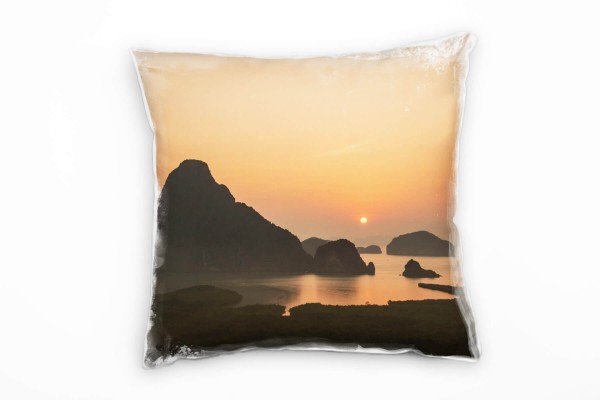 Meer, Sonnenuntergang, Thailand, orange Deko Kissen 40x40cm für Couch Sofa Lounge Zierkissen