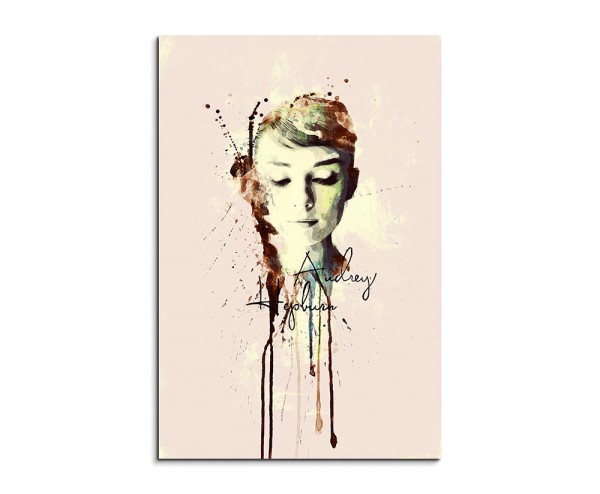 Audrey Hepburn II 90x60cm Keilrahmenbild Kunstbild Aquarell Art Wandbild auf Leinwand fertig gerahm