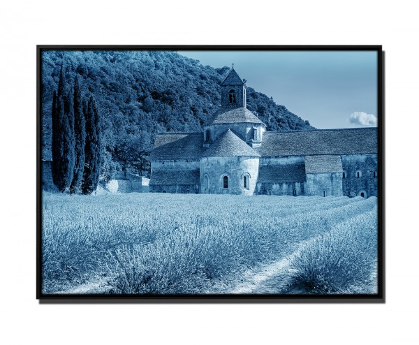 105x75cm Leinwandbild Petrol Kloster mit Lavendelfeld Frankreich
