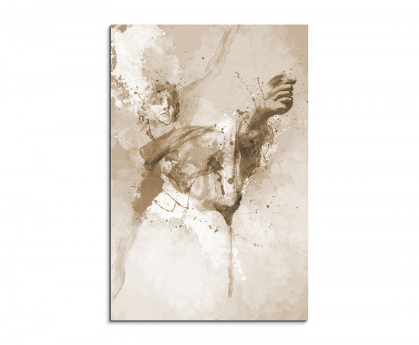 Griechische Statue I 90x60cm Aquarell Art Leinwandbild Sepia