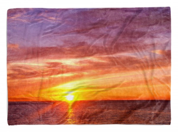 Handtuch Strandhandtuch Saunatuch Kuscheldecke mit Fotomotiv Meer Horizont Sonn