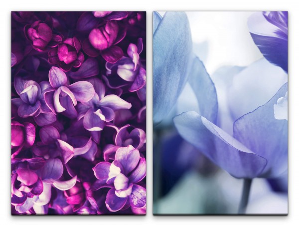 2 Bilder je 60x90cm Orchideen Tulpen Blüten Sommer Farbenfroh Duftend Dekorativ