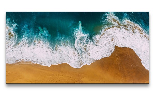 Leinwandbild 120x60cm Meer aus der Vogelperspektive Welle Strand Fotokunst