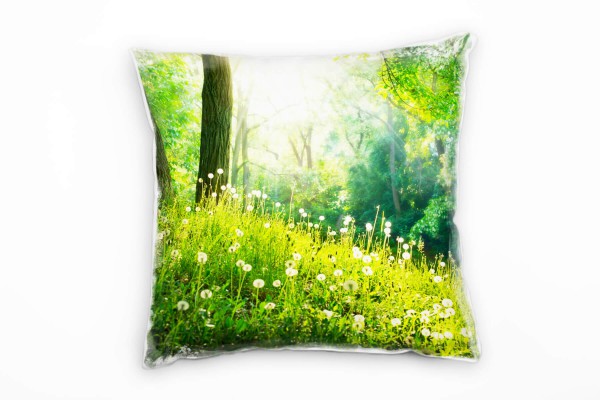 Natur, Wiese, grün, Wald, Bäume, Licht, Deko Kissen 40x40cm für Couch Sofa Lounge Zierkissen