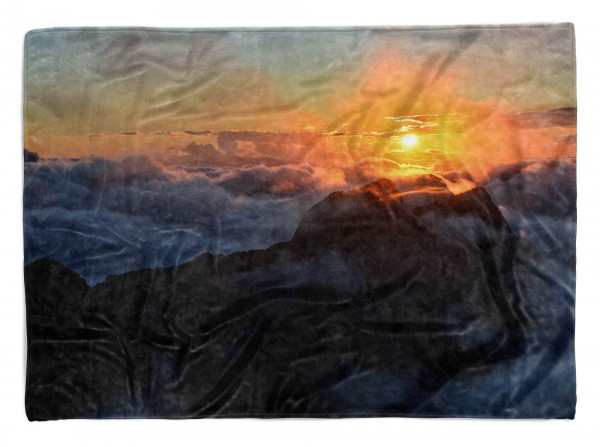 Handtuch Strandhandtuch Saunatuch Kuscheldecke mit Fotomotiv Sonnenuntergang Sonne Wolken