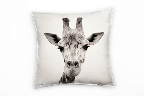 Tiere, sepia, Giraffenkopf, Detailaufnahme, Afrika Deko Kissen 40x40cm für Couch Sofa Lounge Zierkis