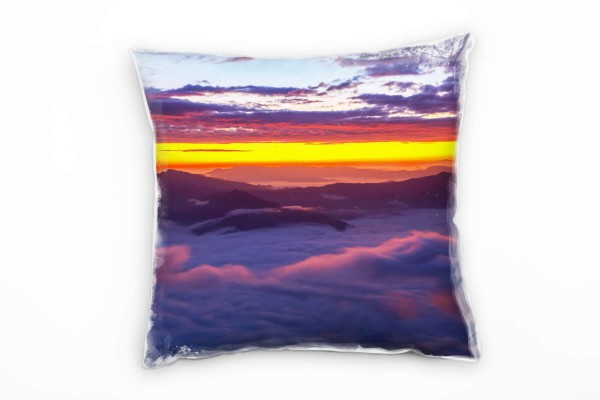 Natur, Wolken, Sonnenaufgang, grau, orange Deko Kissen 40x40cm für Couch Sofa Lounge Zierkissen