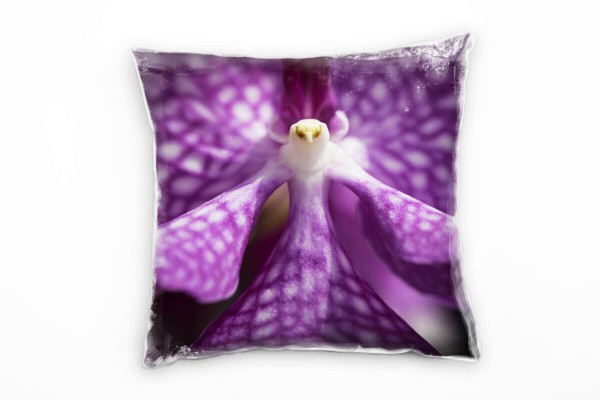 Macro, Blumen, lila, Orchidee Deko Kissen 40x40cm für Couch Sofa Lounge Zierkissen