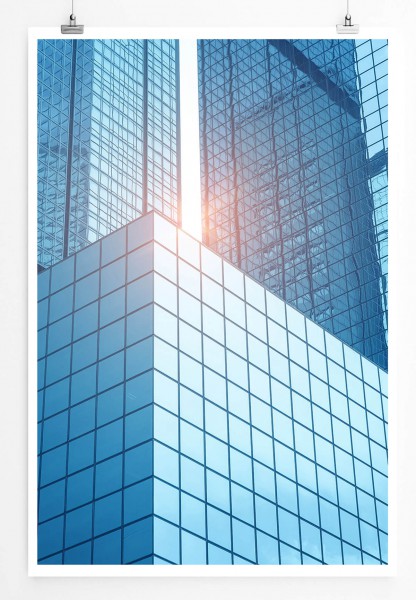 60x90cm Poster Architektur Fotografie  Geometrische Glasfassaden