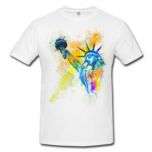 Freiheitsstatue Herren T- Shirt , Stylisch aus Paul Sinus Aquarell Color