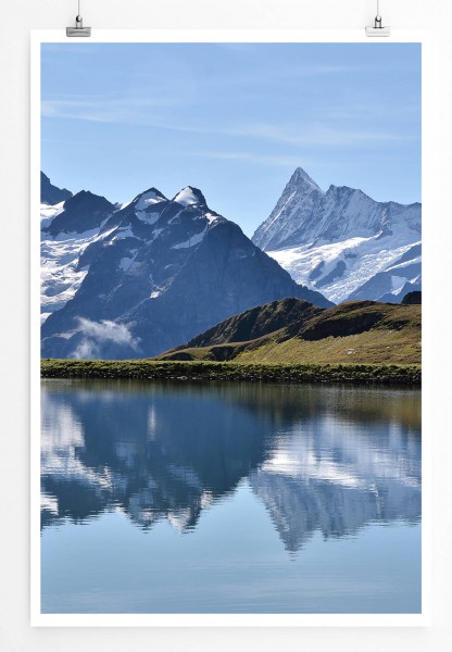 60x90cm Landschaftsfotografie Poster See mit Gebirge Schweiz