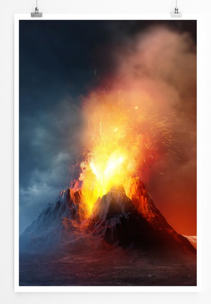 Illustration  Gewaltiger Vulkanausbruch 60x90cm Poster