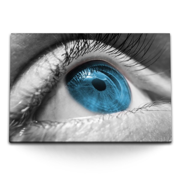120x80cm Wandbild auf Leinwand Auge Nahaufnahme Menschenauge Iris Blau