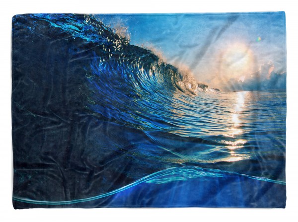 Handtuch Strandhandtuch Saunatuch Kuscheldecke mit Fotomotiv Welle Ozean Wasser