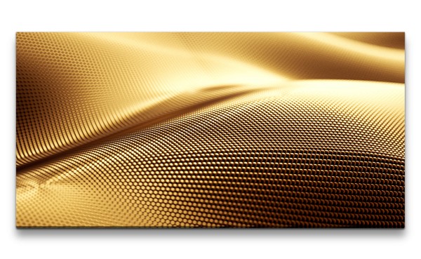 Leinwandbild 120x60cm 3d Art Abstrakt Gold Modern Dekorativ Welle Wölbung