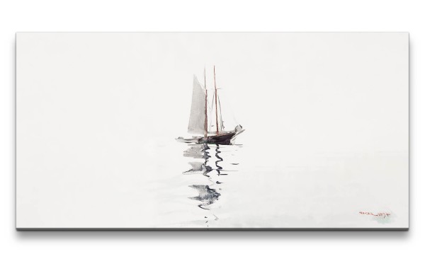 Remaster 120x60cm Winslow Homer weltberühmtes Wandbild Two–masted Schooner with Dory Segelboot