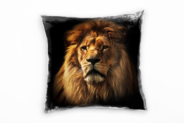 Tiere, braun, schwarz, Löwe, Portrait, Afrika Deko Kissen 40x40cm für Couch Sofa Lounge Zierkissen